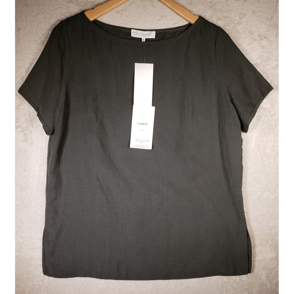 Paddy Campbell Tee Shirt Womens Size 16 UK Gray Linen Bland Made in England
